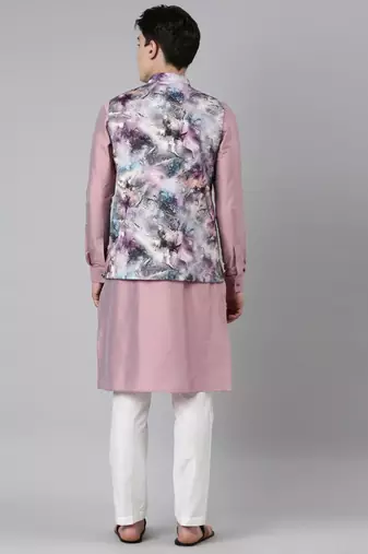 Pink print jacket with  open kurta
