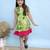 Green printed cotton girls dress