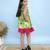 Green printed cotton girls dress