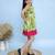 Green printed cotton girls dress