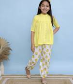 Yellow plain cotton girls top bottom