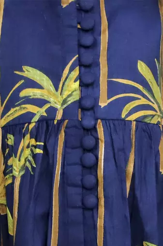 Blue printed georgette girls kurti and pant