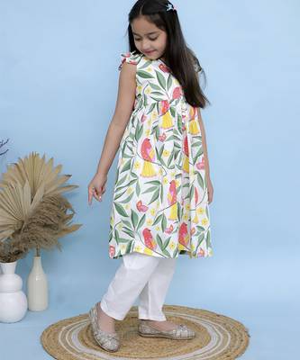Multicolor printed cotton Girls Kurti Set 2