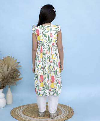 Multicolor printed cotton Girls Kurti Set 5