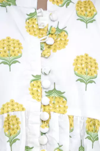 White printed cotton girls kurti set