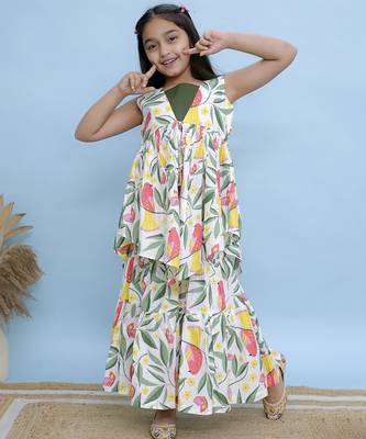Multicolor printed cotton girls sharara 1
