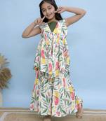 Multicolor printed cotton girls sharara