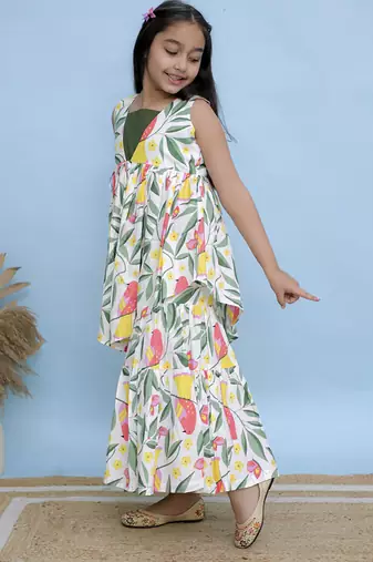 Multicolor printed cotton girls sharara