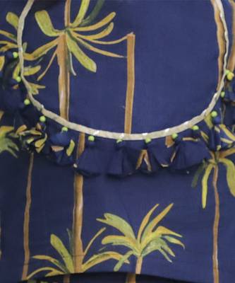 Blue printed cotton girls lehenga 3