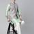 Jade green pashmina print jacket with solid green short kurta set