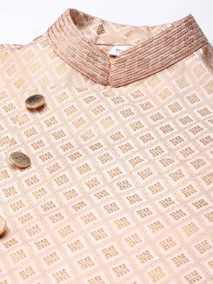 Peach brocade jacket with gold kurta 2