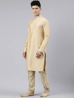 Peach brocade jacket with gold kurta 3
