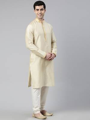 Mustard geometric jacquard jacket with kurta set 3