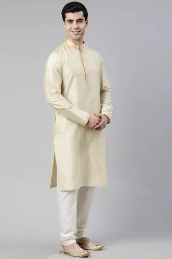 Mustard geometric jacquard jacket with kurta set