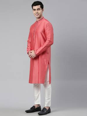Midnight blue velvet  pashmina printed  jacket with pink kurta 3