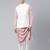Cream pink printed jacket with pink draped kurta