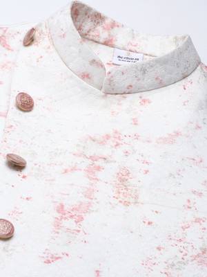 Cream pink printed jacket with pink draped kurta 2