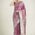 Rose pink color banarasi satin silk zari weaving festival saree
