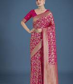 Banarasi silk rani pink zaal pattern traditional saree