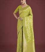 Banarasi silk parrot green zaal pattern traditional saree
