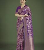 Banarasi silk purple zaal pattern traditional saree