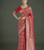 Banarasi silk red zaal pattern traditional saree