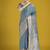 Dusty cyan weaving banarasi satin silk trendy saree for festival