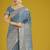 Dusty cyan weaving banarasi satin silk trendy saree for festival