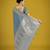 Dusty cyan weaving banarasi satin silk trendy saree for festival