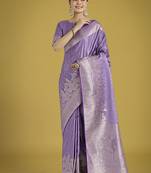 Dusty lavender weaving banarasi satin silk saree