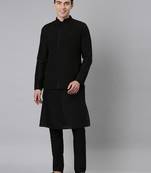 Black ruching jacket kurta set