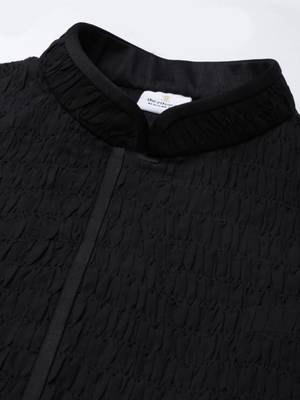 Black ruching jacket kurta set 2