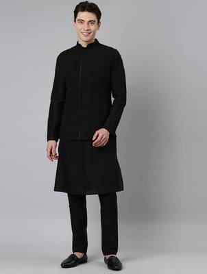 Black ruching jacket kurta set 4