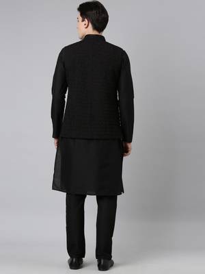 Black ruching jacket kurta set 5