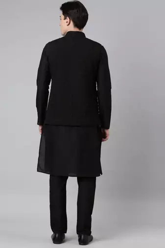 Black ruching jacket kurta set