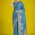 Gorgeous cyan blue woven banarasi satin designer silk saree