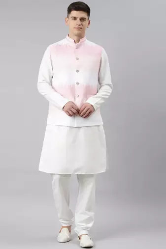 Pink ombre jacket kurta set