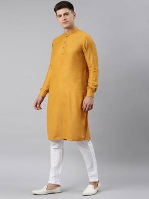 Mustard printed jacket kurta set 3