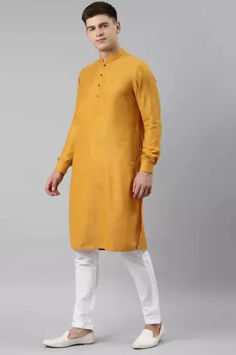 Mustard printed jacket kurta set