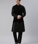 Black velvet hand embroidery jacket set