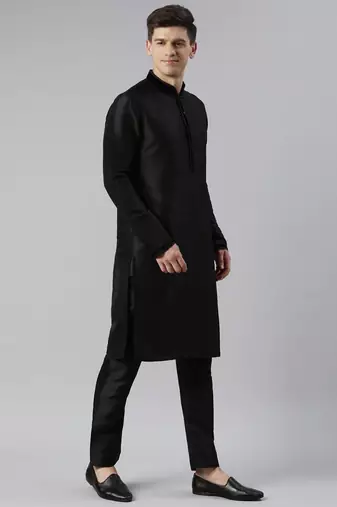 Black velvet hand embroidery jacket set