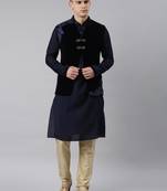 Navy velvet layered jacket set