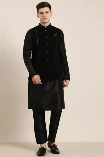 Black jacket kurta set