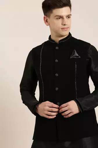 Black jacket kurta set