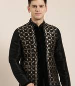 Black jacquard layered jacket set