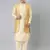 Gold printed lapel style jacket with beige gold kurta