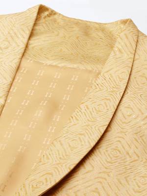 Gold printed lapel style jacket with beige gold kurta 2
