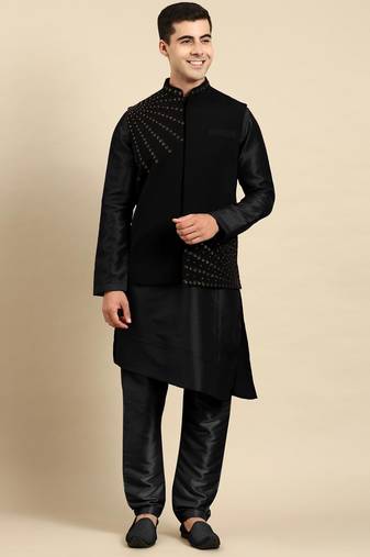 Black jacket kurta set