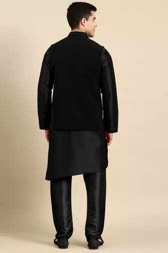 Black jacket kurta set