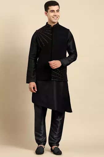 Black jacket kurta set